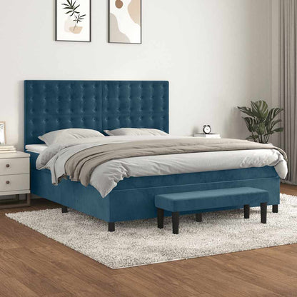 Giroletto a Molle con Materasso Blu Scuro 160x200 cm in Velluto | homemem39