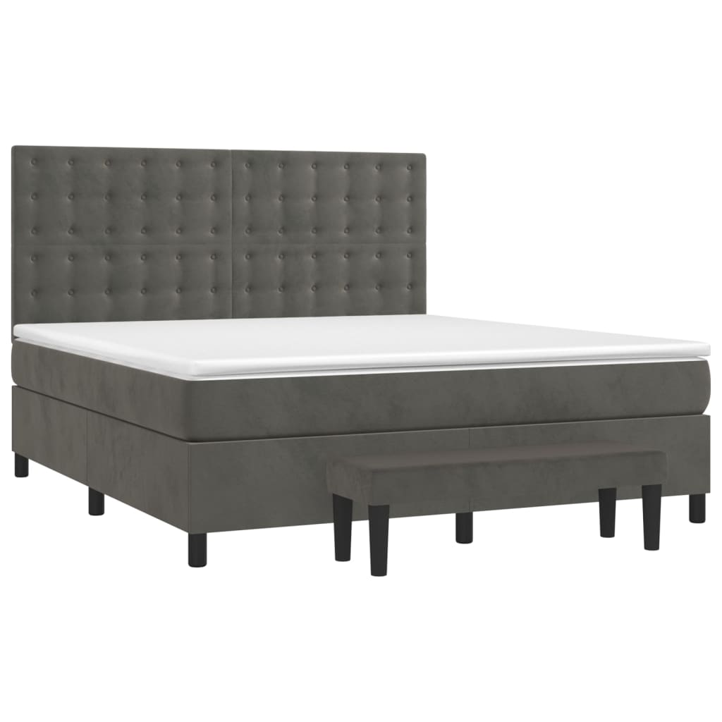 Giroletto a Molle con Materasso Grigio Scuro 180x200 cm Velluto | homemem39