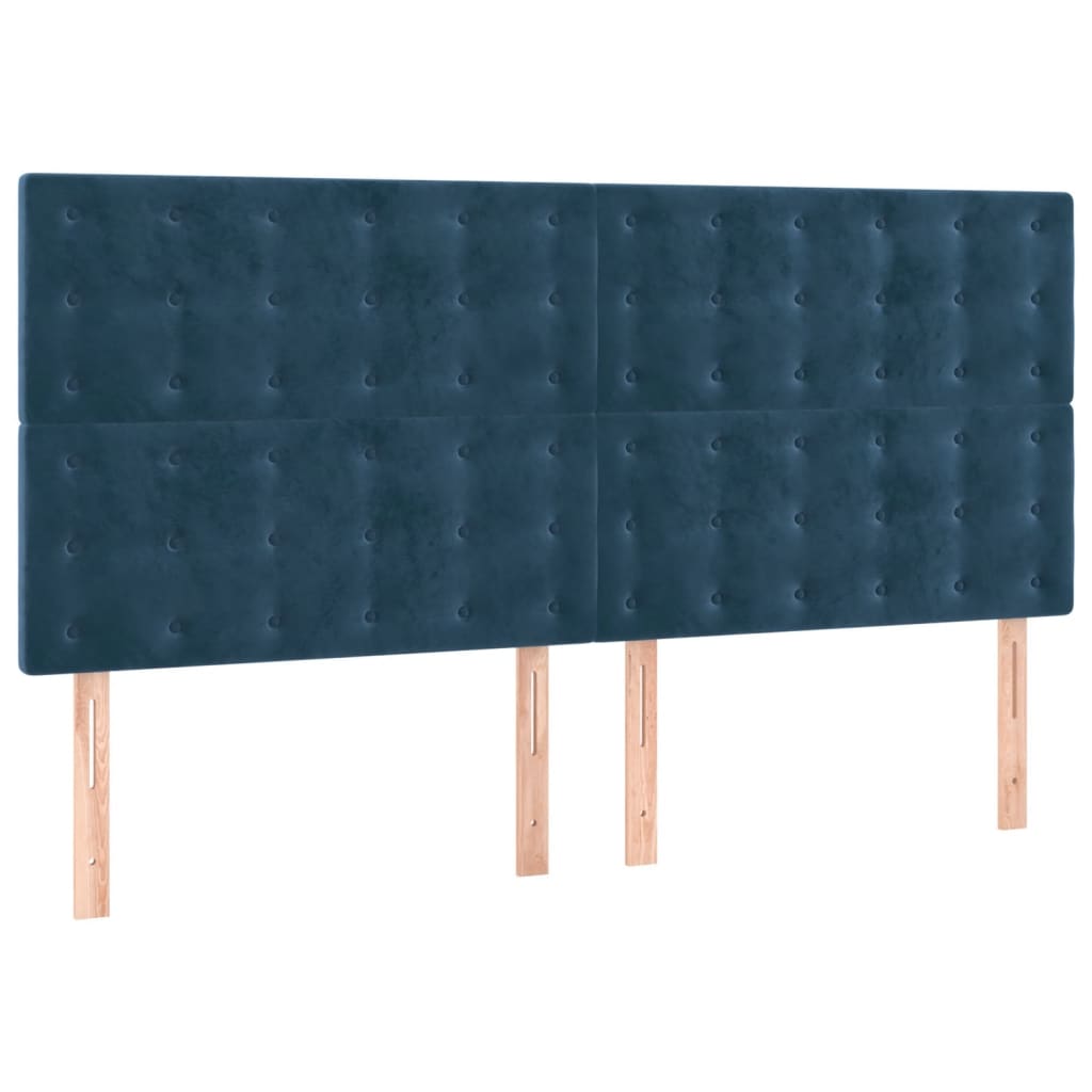 Spring bed frame with dark blue mattress 180x200 cm in velvet