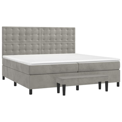 Giroletto a Molle con Materasso Grigio Chiaro 200x200cm Velluto | homemem39