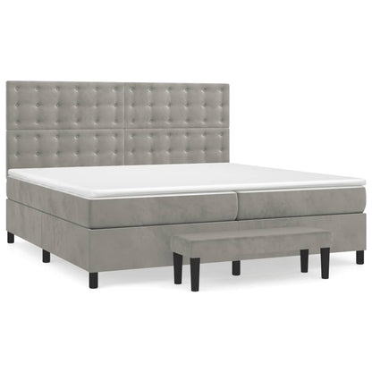 Giroletto a Molle con Materasso Grigio Chiaro 200x200cm Velluto | homemem39