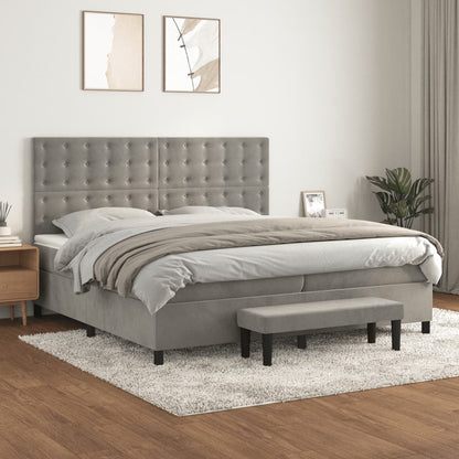 Giroletto a Molle con Materasso Grigio Chiaro 200x200cm Velluto | homemem39