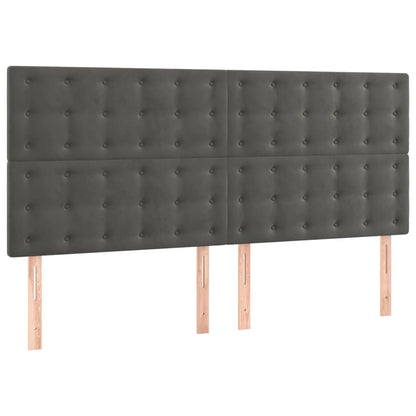Giroletto a Molle con Materasso Grigio Scuro 200x200 cm Velluto