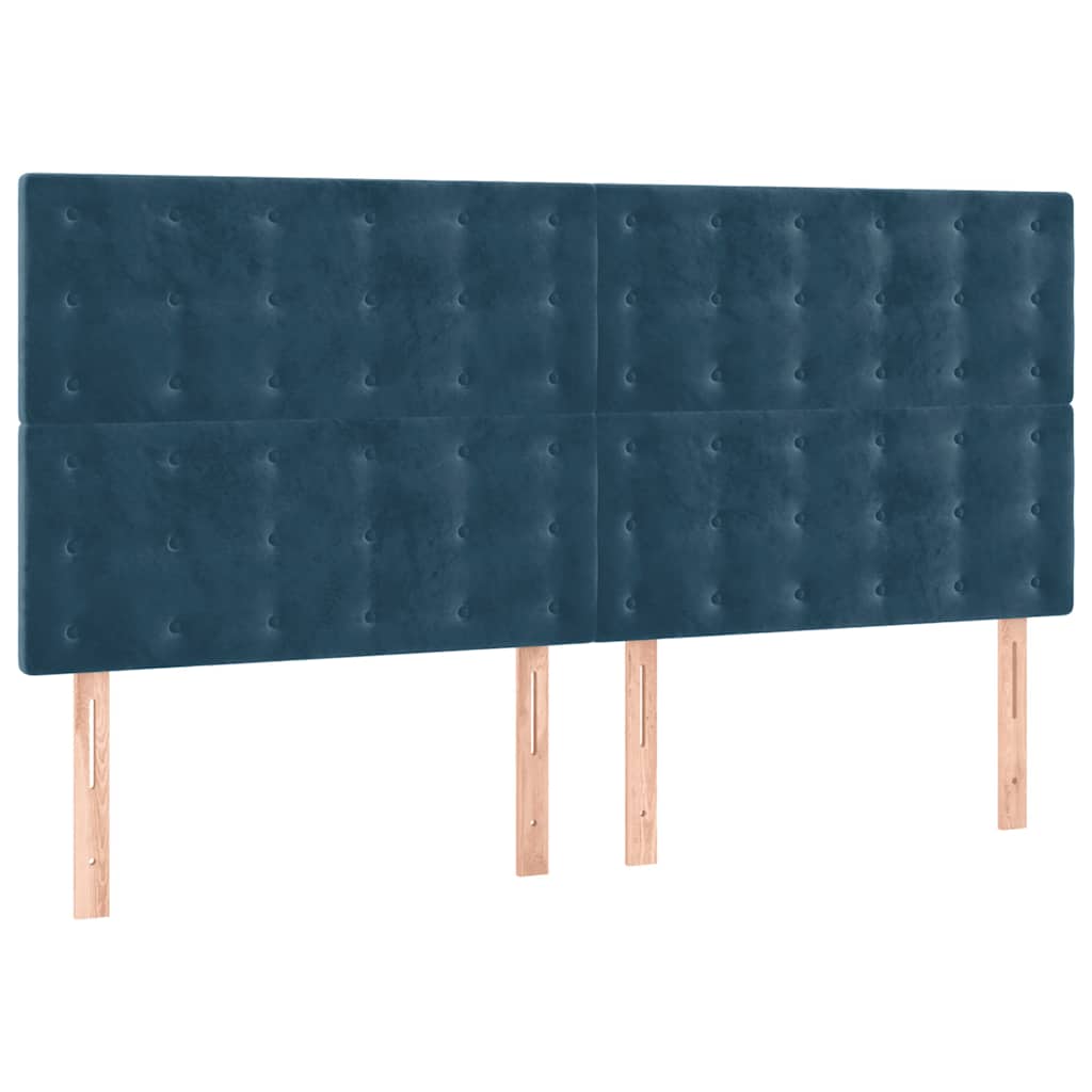 Giroletto a Molle con Materasso Blu Scuro 200x200 cm in Velluto