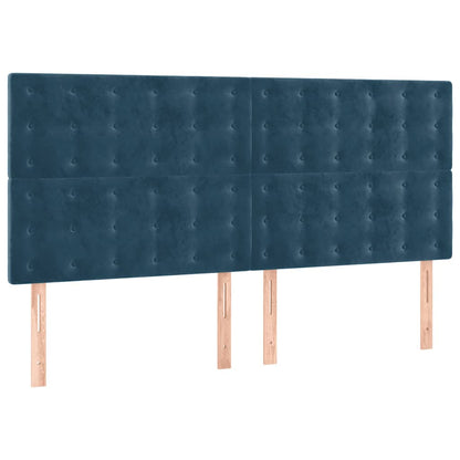Giroletto a Molle con Materasso Blu Scuro 200x200 cm in Velluto