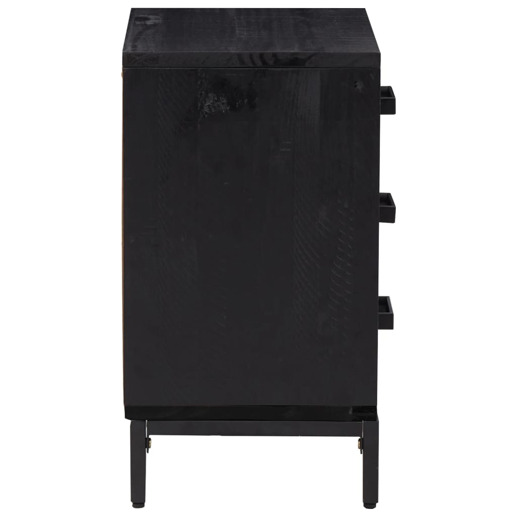 Comodini 2 pz Neri 40x30x55 cm in Legno Massello di Pino - homemem39