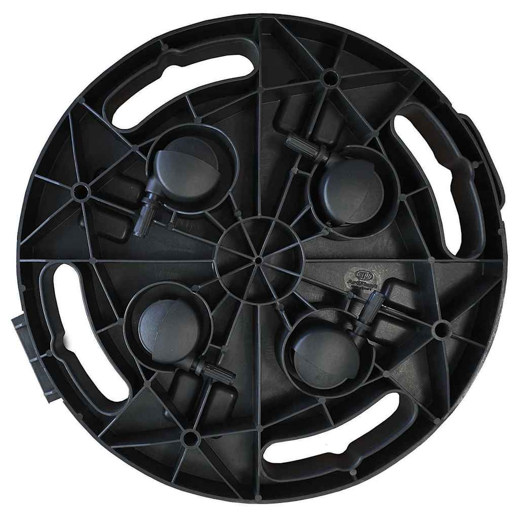 Carrelli per Piante con Ruote 3 pz Diametro 30 cm Neri 170 kg