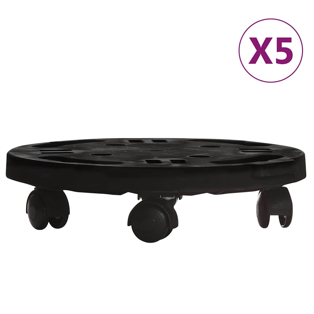 Carrelli per Piante con Ruote 5 pz Diametro 30 cm Neri 170 kg | homemem39