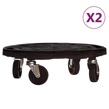 Carrelli per Piante con Ruote 2 pz Diametro 40 cm Neri 275 kg