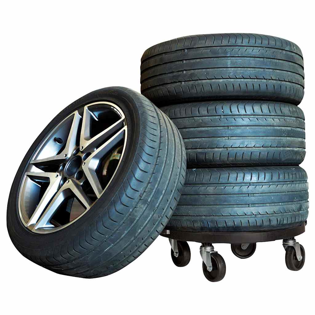 Carrelli per Piante con Ruote 2 pz Diametro 40 cm Neri 275 kg
