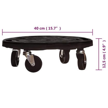 Carrelli per Piante con Ruote 3 pz Diametro 40 cm Neri 275 kg | homemem39