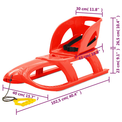 Slittino con Seduta Rosso 102,5x40x23 cm in Polipropilene | homemem39