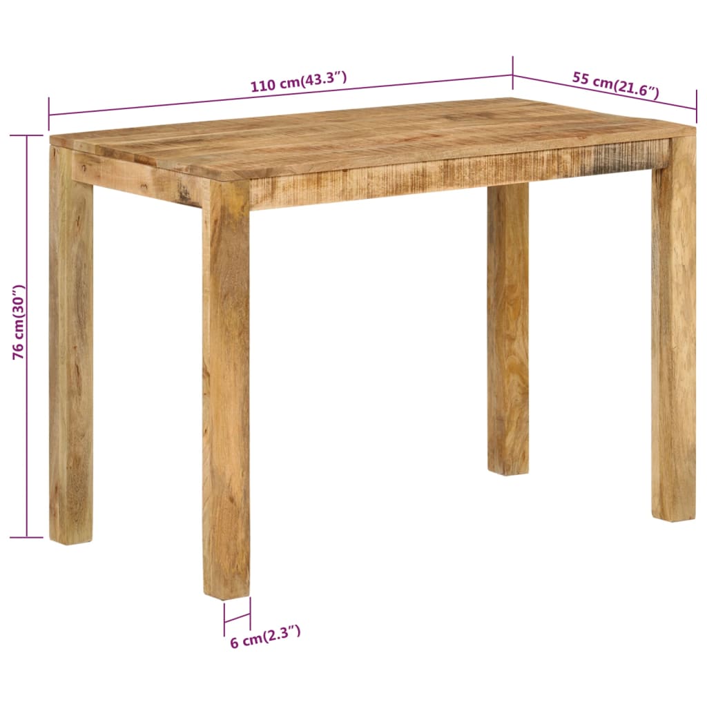 Tavolo da Pranzo 110x55x76 cm in Legno Massello di Mango | homemem39