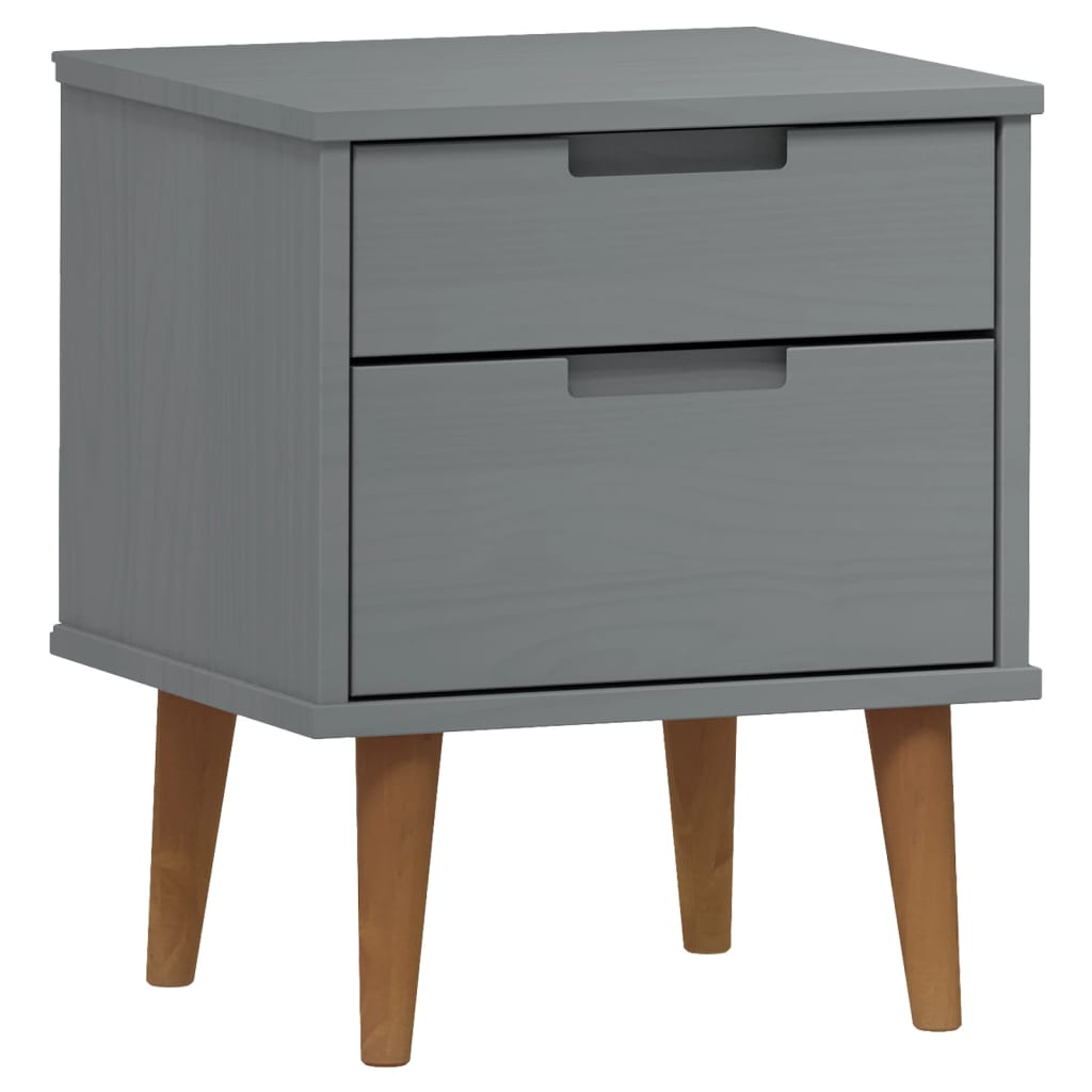 Comodino MOLDE Grigio 40x35x48 cm in Legno Massello di Pino | homemem39