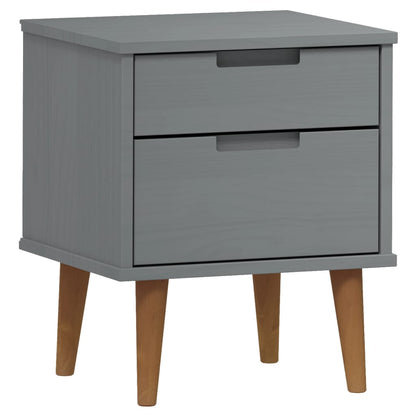 Comodino MOLDE Grigio 40x35x48 cm in Legno Massello di Pino | homemem39