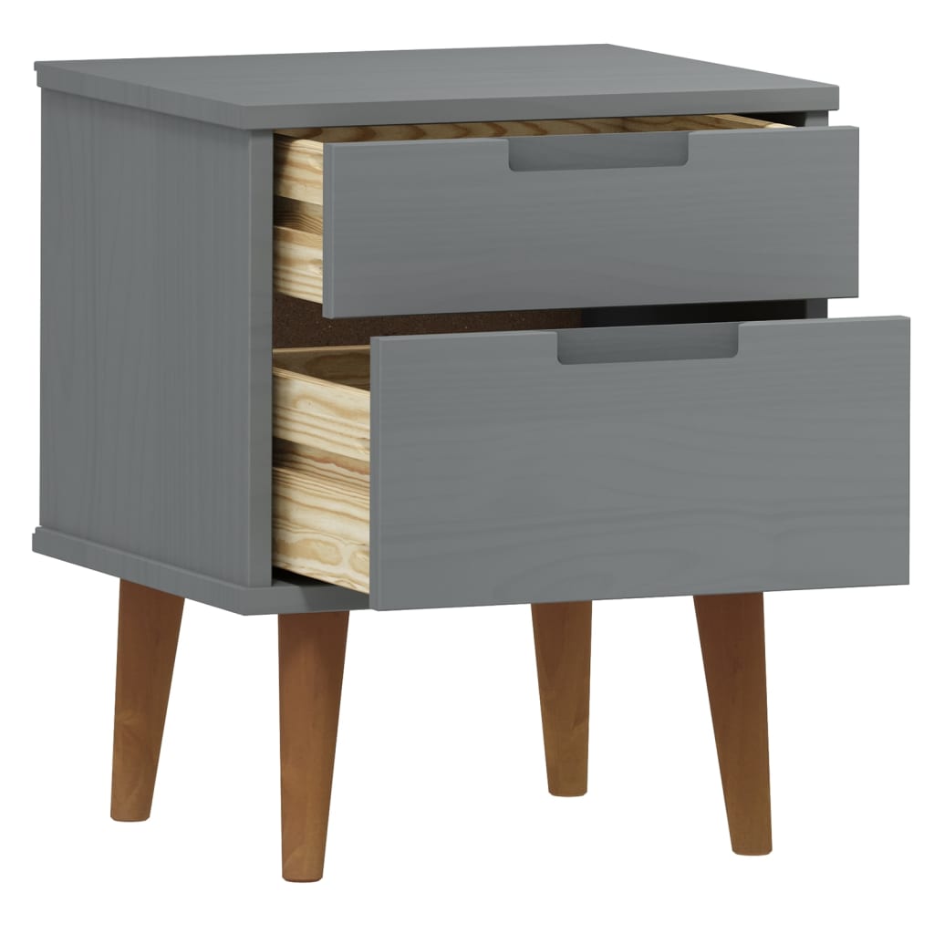 Comodino MOLDE Grigio 40x35x48 cm in Legno Massello di Pino | homemem39