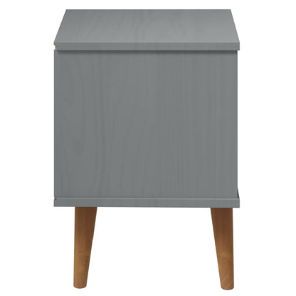 Comodino MOLDE Grigio 40x35x48 cm in Legno Massello di Pino | homemem39