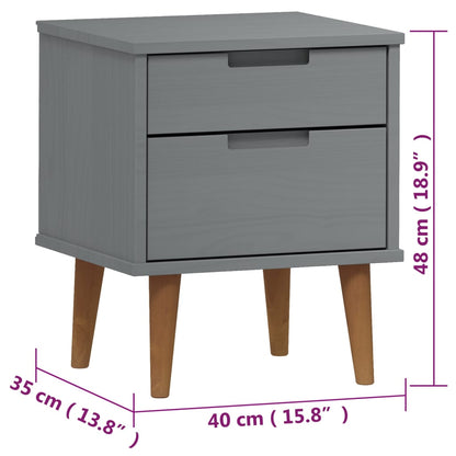 Comodino MOLDE Grigio 40x35x48 cm in Legno Massello di Pino | homemem39