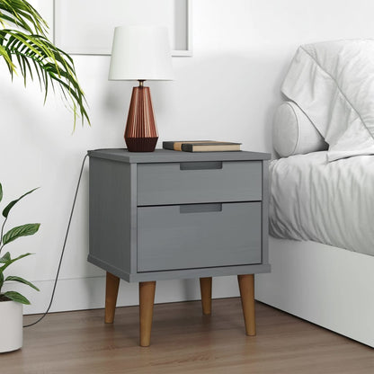 Comodino MOLDE Grigio 40x35x48 cm in Legno Massello di Pino | homemem39