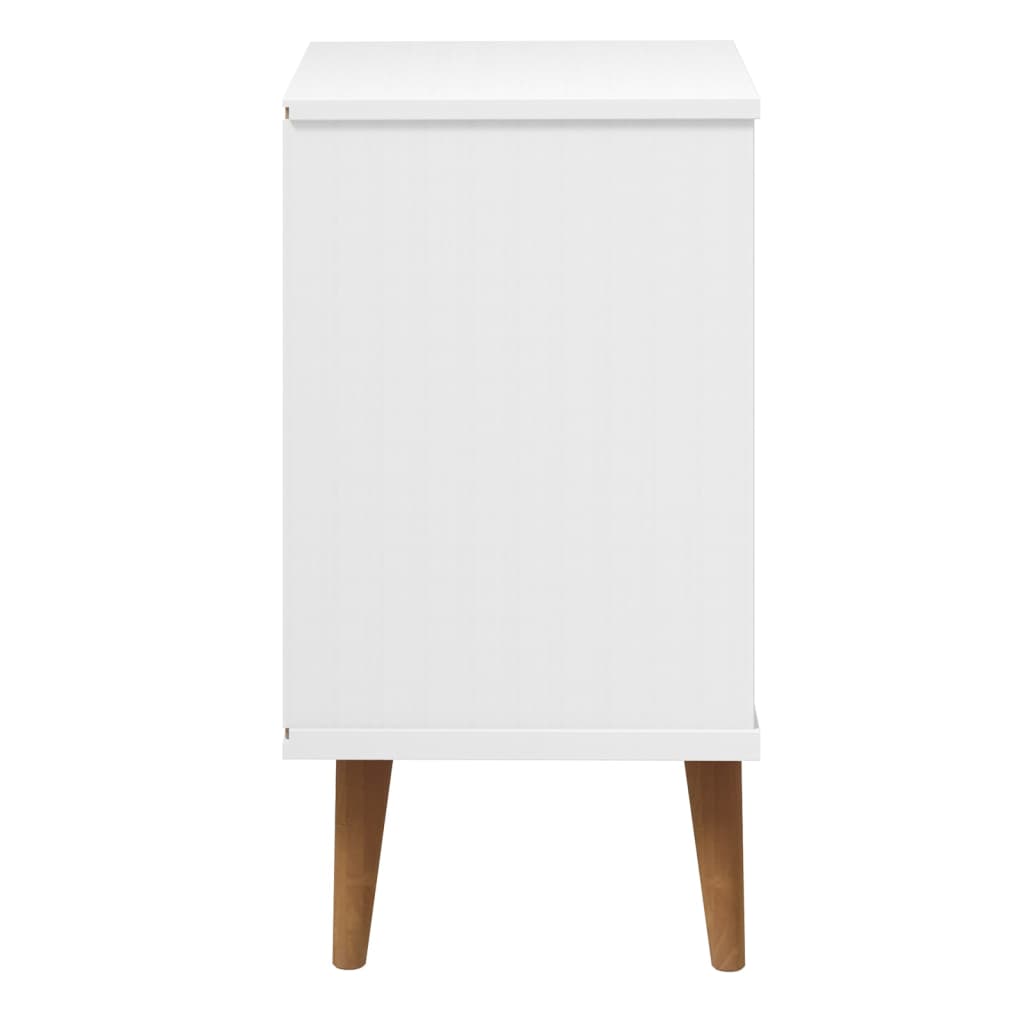 Comodino MOLDE Bianco 40x35x65 cm in Legno Massello di Pino - homemem39