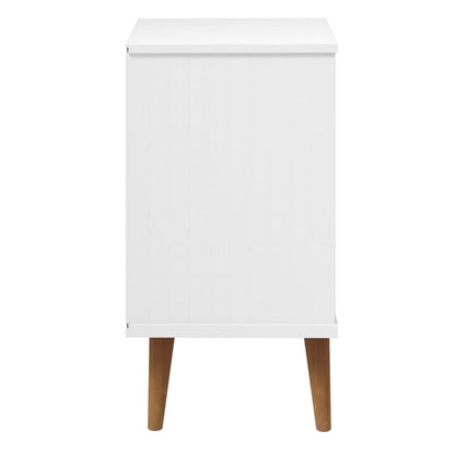 Comodino MOLDE Bianco 40x35x65 cm in Legno Massello di Pino - homemem39