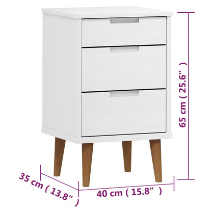 Comodino MOLDE Bianco 40x35x65 cm in Legno Massello di Pino - homemem39