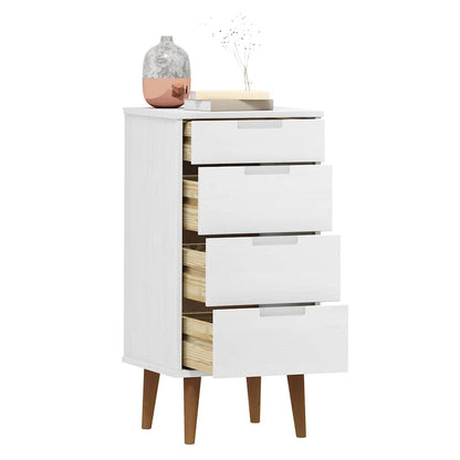 Cassettiera MOLDE Bianca 40x35x82 cm in Legno Massello di Pino | homemem39