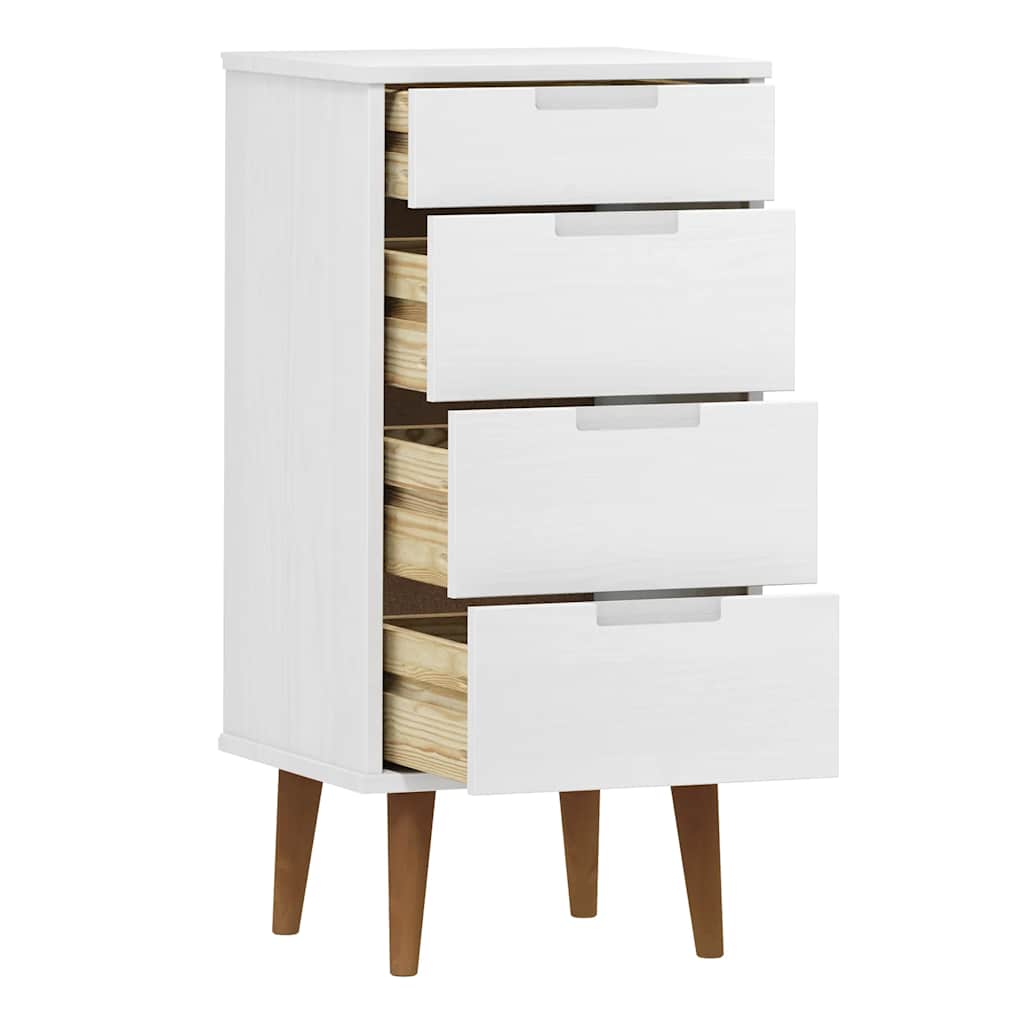 Cassettiera MOLDE Bianca 40x35x82 cm in Legno Massello di Pino | homemem39