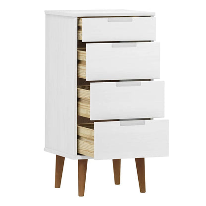 Cassettiera MOLDE Bianca 40x35x82 cm in Legno Massello di Pino | homemem39