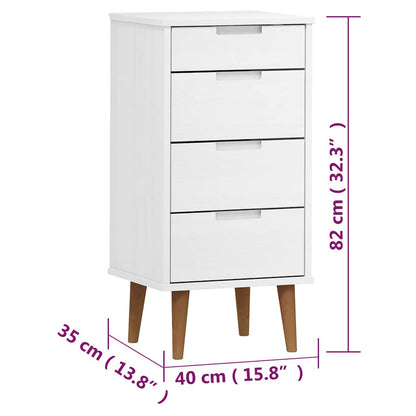 Cassettiera MOLDE Bianca 40x35x82 cm in Legno Massello di Pino | homemem39