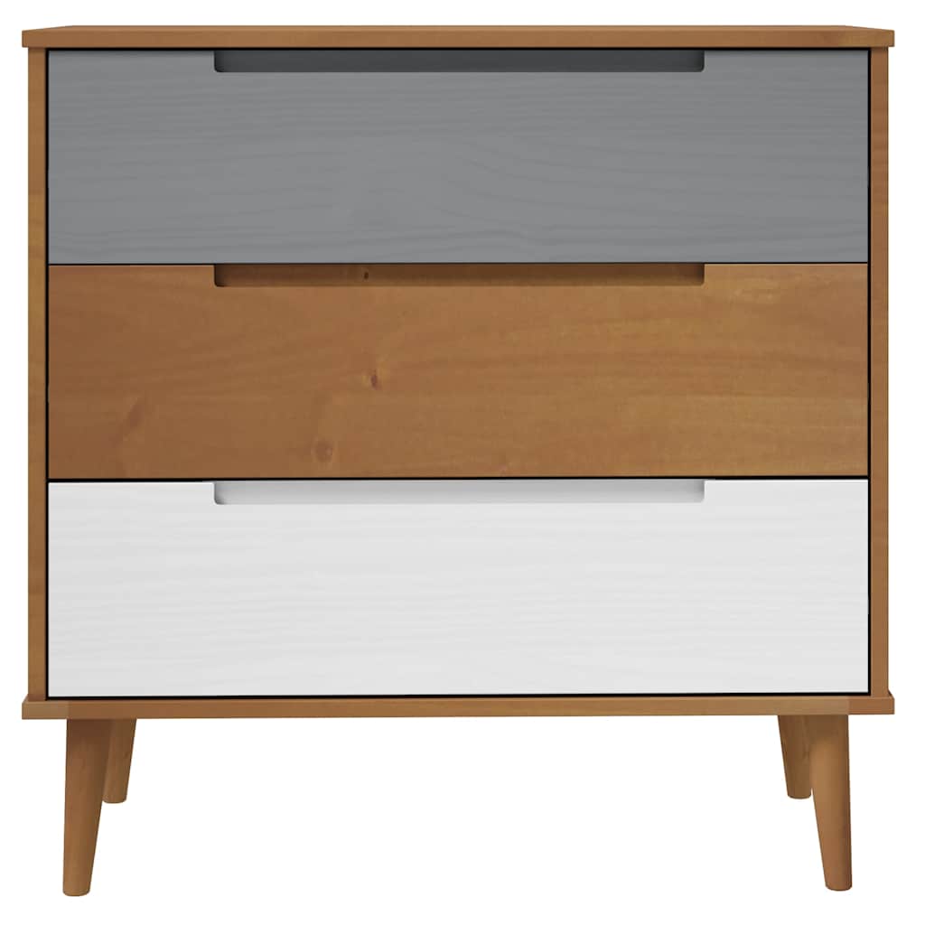 Cassettiera MOLDE Marrone 80x40x80 cm in Legno Massello di Pino