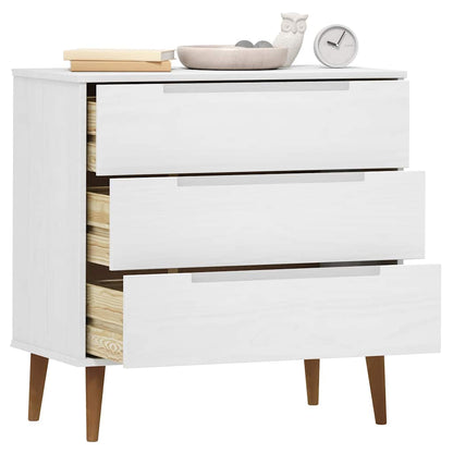 Cassettiera MOLDE Bianca 80x40x80 cm in Legno Massello di Pino