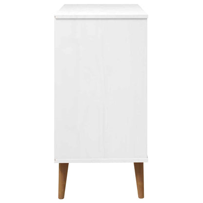 Cassettiera MOLDE Bianca 80x40x80 cm in Legno Massello di Pino