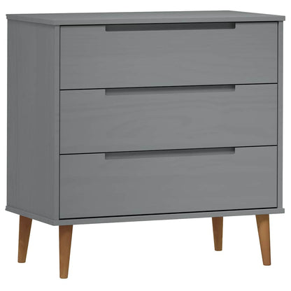 Cassettiera MOLDE Grigia 80x40x80 cm in Legno Massello di Pino