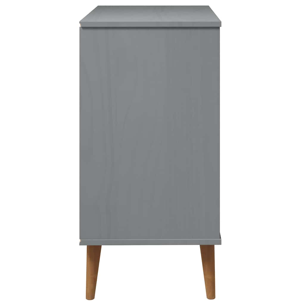 Cassettiera MOLDE Grigia 80x40x80 cm in Legno Massello di Pino