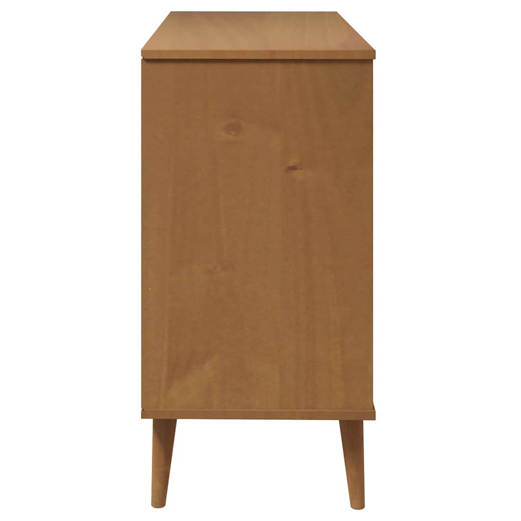 Cassettiera MOLDE Marrone 113x40x80cm in Legno Massello di Pino