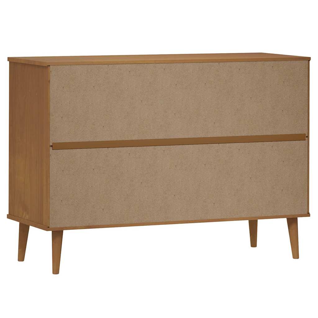Cassettiera MOLDE Marrone 113x40x80cm in Legno Massello di Pino