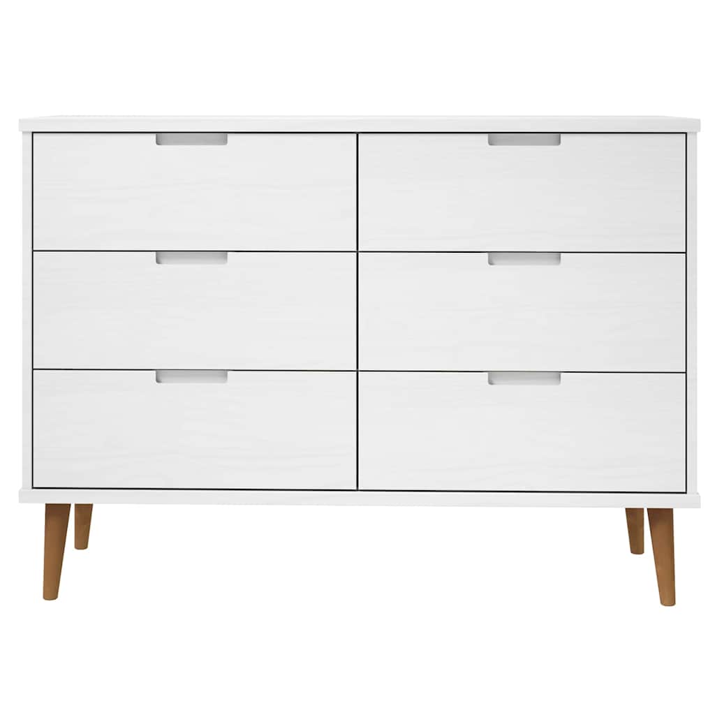 Cassettiera MOLDE Bianca 113x40x80 cm in Legno Massello di Pino