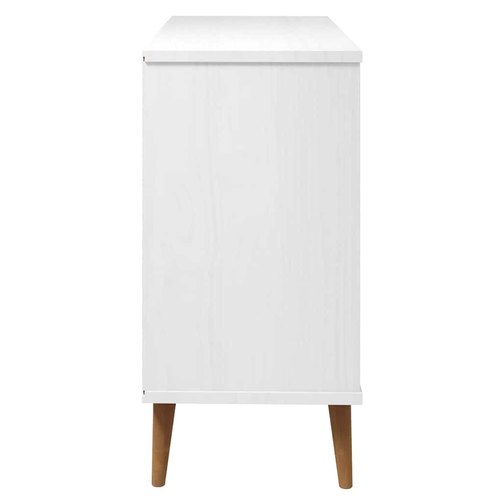 Cassettiera MOLDE Bianca 113x40x80 cm in Legno Massello di Pino