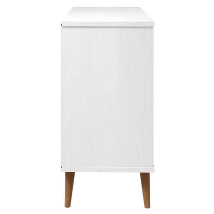 Cassettiera MOLDE Bianca 113x40x80 cm in Legno Massello di Pino