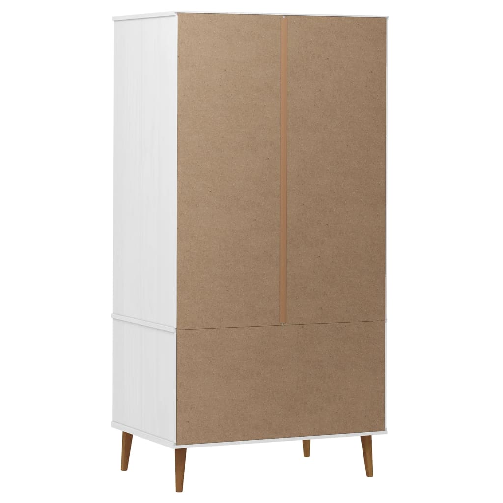 Armadio MOLDE Bianco 90x55x175 cm in Legno Massello di Pino
