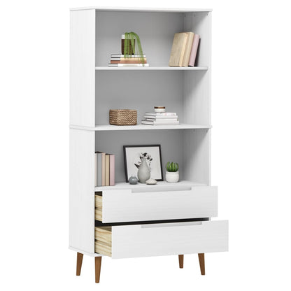 Libreria MOLDE Bianca 85x35x170,5 cm in Legno Massello di Pino