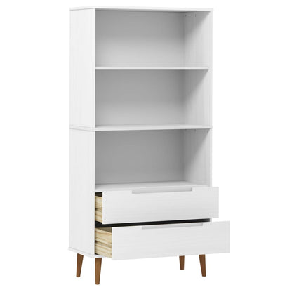 Libreria MOLDE Bianca 85x35x170,5 cm in Legno Massello di Pino