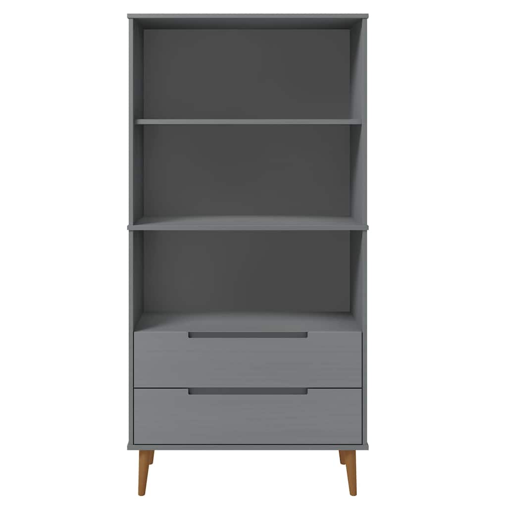 Libreria MOLDE Grigia 85x35x170,5 cm in Legno Massello di Pino