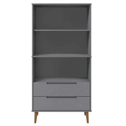 Libreria MOLDE Grigia 85x35x170,5 cm in Legno Massello di Pino