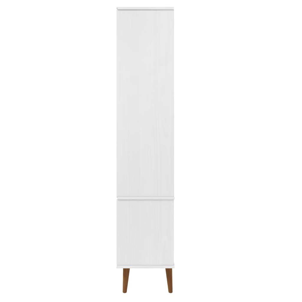 Vetrina MOLDE Bianca 90x35x175 cm in Legno Massello di Pino