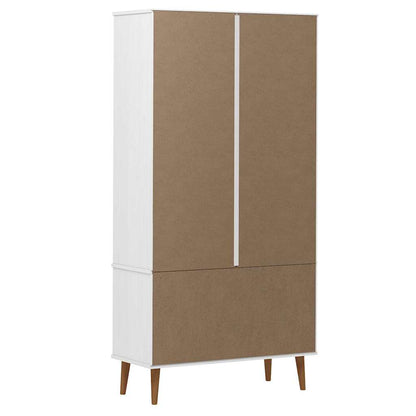 Vetrina MOLDE Bianca 90x35x175 cm in Legno Massello di Pino