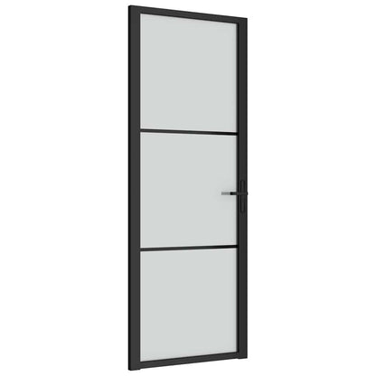 Porta Interna 76x201,5 cm Nero Opaco Vetro e Alluminio - homemem39