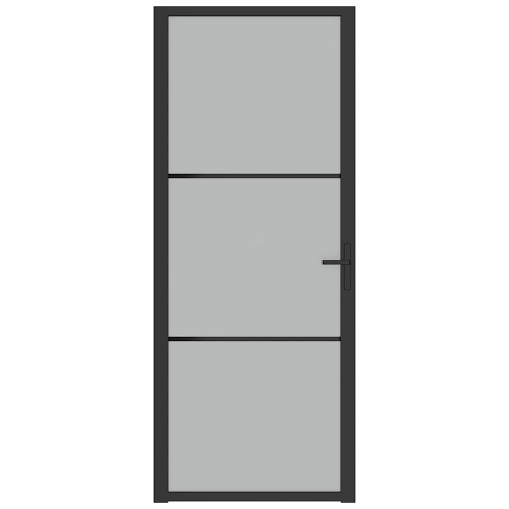 Porta Interna 83x201,5 cm Nero Opaco Vetro e Alluminio | homemem39