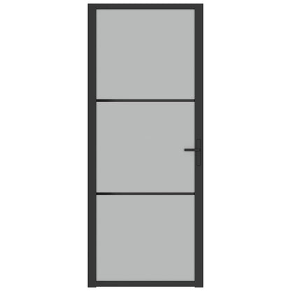 Porta Interna 83x201,5 cm Nero Opaco Vetro e Alluminio | homemem39